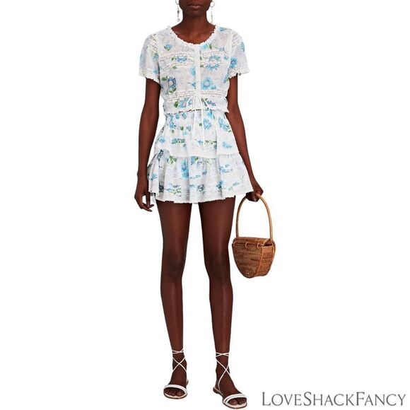 LOVESHACKFANCY **NWT** Farley Crop Top in Blueberry Cloud - Picture 2 of 11